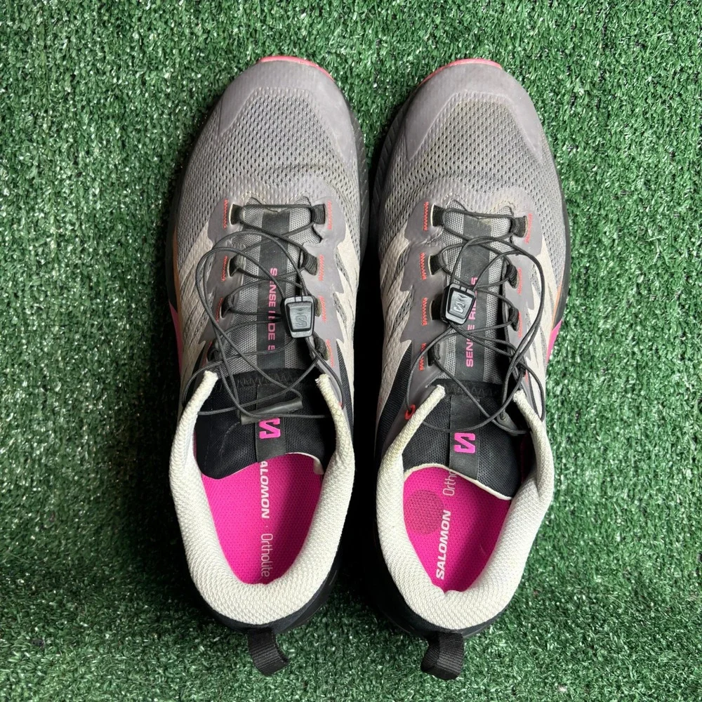 Salomon Sense Ride 5 Trail Running‎ Athletic Sneaker Grey Pink Mens Size 12.5